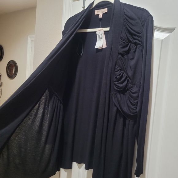 Philosophy Woman Black Ruched Open Front Cardigan – Size 1X NWT - Picture 4 of 8